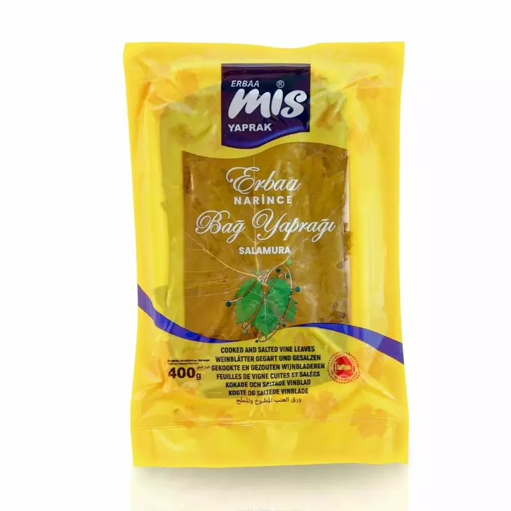 Erbaa Mis Yaprak Salamura / Keitetyt&suolatut viiniköynnöksen lehdet 400g VAKUM - Vihannessäilykkeet - 8512 - 1