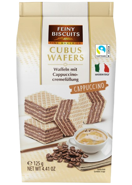 Feiny Cubus Wafers/ Vohveli Cappuccino-kermatäytteellä 125g - Täytekeksit ja vohvelit - 19222 - 1