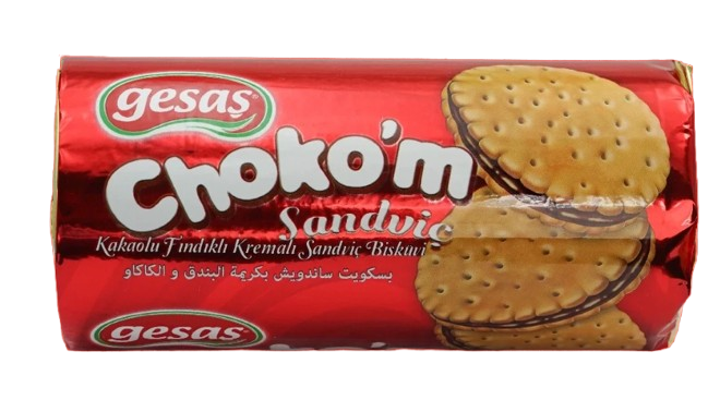 Gesas Chokom Sandwich Biscuit/ Kaakao-hasselpähkinätäytekeksi 300g - Täytekeksit ja vohvelit - 13832 - 1