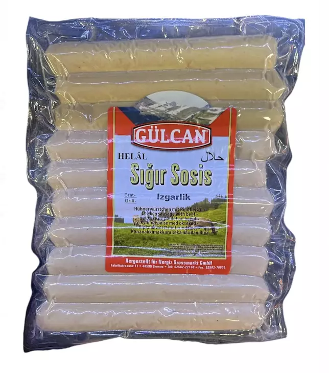 Gulcan Sigir Sosis Izgaralik/ Kananakkimakkara sekä naudanlihaa 500g - Kana leikkeleet ja makkarat - 5812 - 1