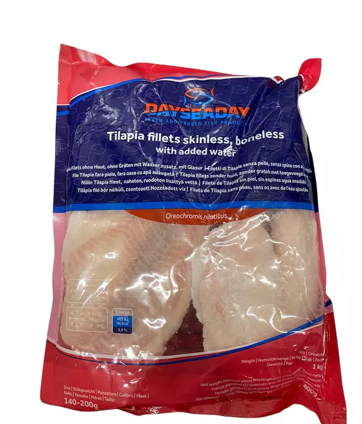 Halime Fish Tilapia Fillets Skinless, Boneless with Added water 140-200g 1kg - Pakastekalat - 5722 - 1