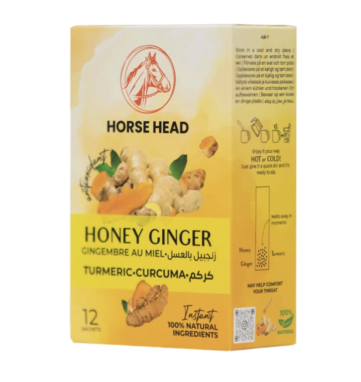Horse Head Honey Ginger&Turmeric Tea / Hunaja inkivääri- ja kurkumauutetee 12x8g - Terveys teet - 19992 - 1