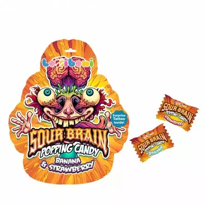 Lolliboni Sour Brain Popping Candy Banana&Strawberry 18g - Irtomakeiset - 14172 - 1