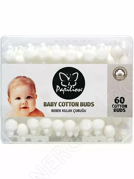 Papilion Baby Cotton Buds / Lasten vanupuikko 60kpl - Hygieniatarvikkeet - 6692 - 1