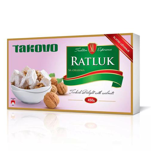 Takovo Ratluk Turkish Delight With Walnuts Lokum 450g - Turkish Delight & Halvat - 13592 - 1