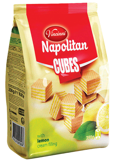 Vincinni Napolitan Cubes Lemon / Sitruunavohveli 250g - Täytekeksit ja vohvelit - 5112 - 1