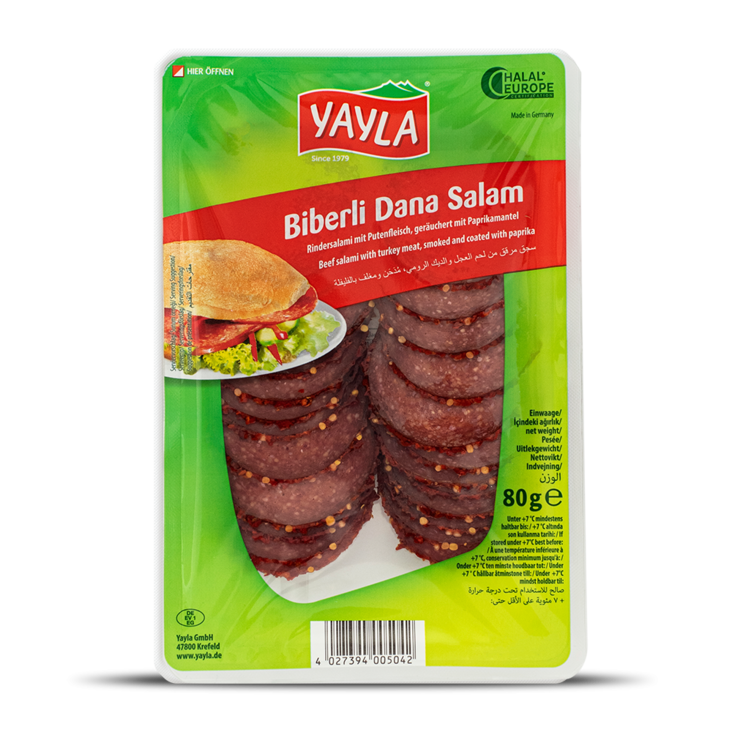 Yayla Biberli Dana Salam / Pippurinen naudan&kalkkunasalami leike 80g - Nauta leikkeleet ja makkarat - 5182 - 1