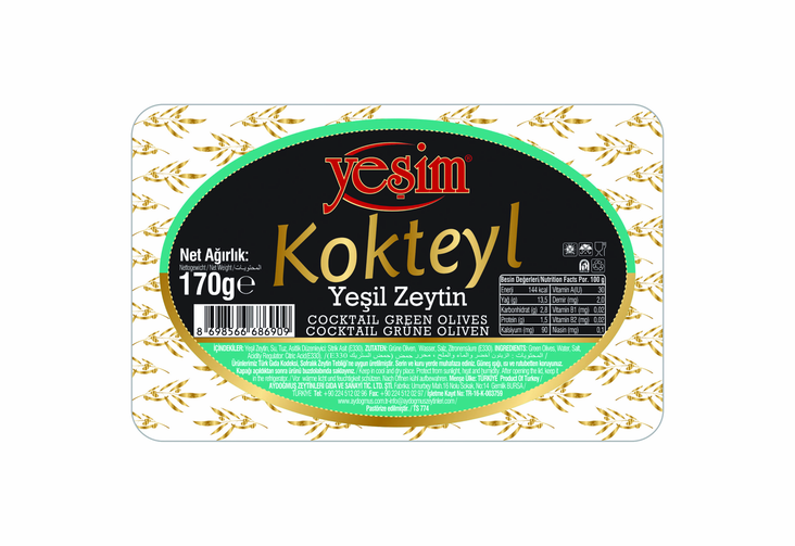 Yesim Kokteyl Yesil Zeytin/ Vihreä oliivi 170g VAKUM - Oliivisäilykkeet - 19652 - 1