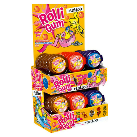 Funny Candy Rolli Gum +Tattoo / Purukumi 100g - Purukumit - 4463 - 1