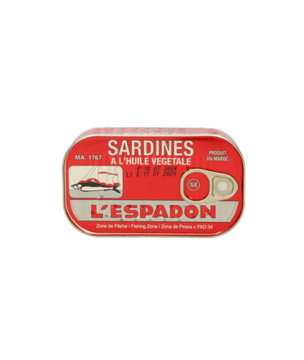 L'Espadon Sardines in Oil/ Sardiinit Ölyssä 125g TNK - Kala- ja äyriäissäilykkeet - 20053 - 1