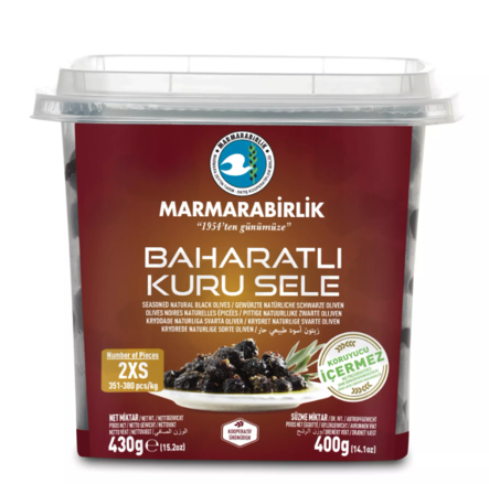 MB 2XS Baharatli Kuru Sele Siyah Zeytin / Musta Oliivi 400g PET - Oliivisäilykkeet - 18143 - 1
