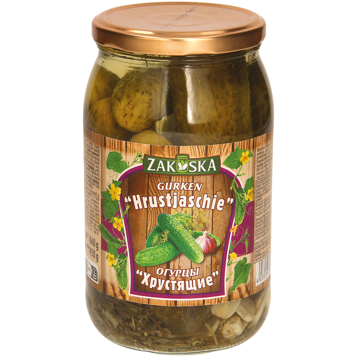 Zakuska Crunchy Pickled Cucumber / Mausteiset kurkut valkosipulilla 860/450g CAM - Kurkkusäilykkeet - 20713 - 1