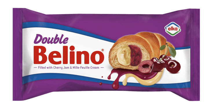 Belino Double Croissant täytetty kirsikkahillo&Mille Feuille- kermalla 80g - Täytekeksit ja vohvelit - 19913 - 1