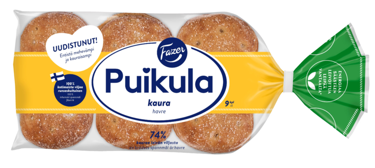 Fazer Puikula Kaura kauraleipä 9kpl 550g - Patongit ja sämpylät - 16783 - 1