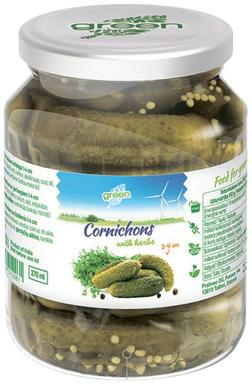 Green Cornichons with herbs / Mini suolakurkku 370ml CAM - Kurkkusäilykkeet - 12823 - 1