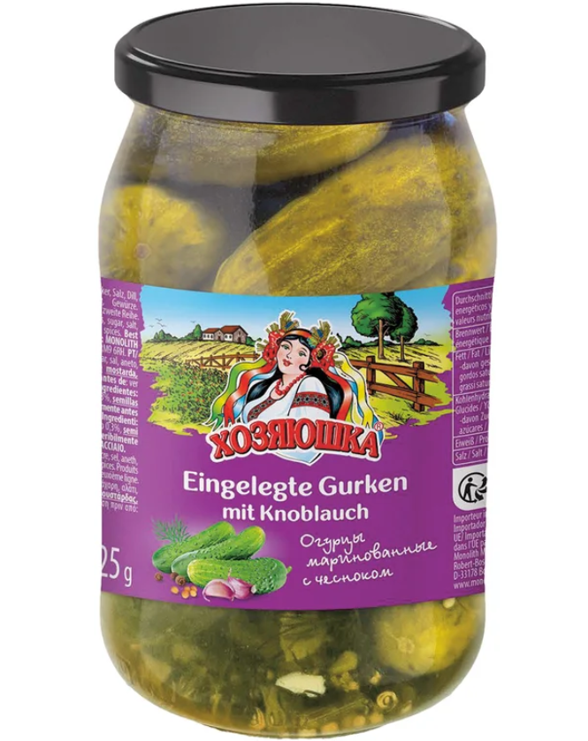 Hosyaushka Pickled Cucumber/ Suolakurkku Valkosipulilla 850g CAM - Kurkkusäilykkeet - 20873 - 1