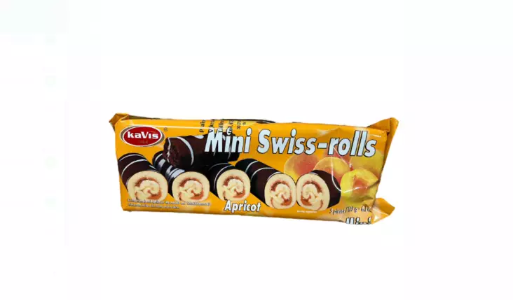 Kavis Mini Swiss Rolls Apricot / Aprikoosi käärretorttu 175g - Täytekeksit ja vohvelit - 12833 - 1