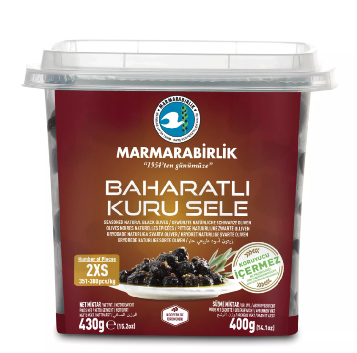 MB 2XS Baharatli Kuru Sele Siyah Zeytin / Musta Oliivi 400g PET - Oliivisäilykkeet - 18143 - 1