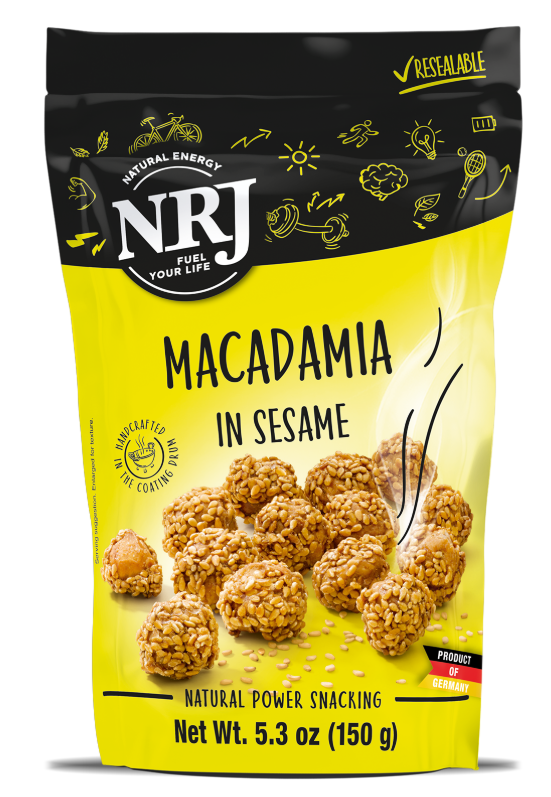NRJ Macadamia in Sesame / Macadamiapähkinä seesamilla 150g - Pähkinät - 21613 - 1