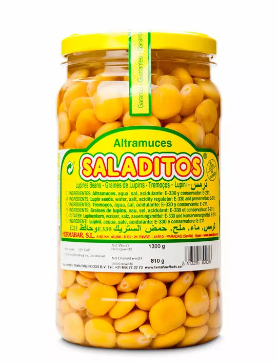 Saladitos Lupine Beans / Lupiinipavut suolavedessä 1,3kg PET - Papu- ja linssisäilykkeet - 4493 - 1