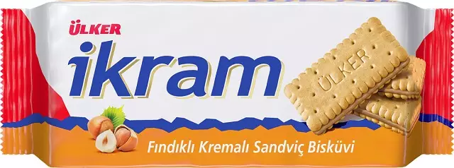 Ulker Ikram Findik Kremali Sandvic Biskuvi / Täytekeksi hasselpähkinällä 84g - Täytekeksit ja vohvelit - 4943 - 1