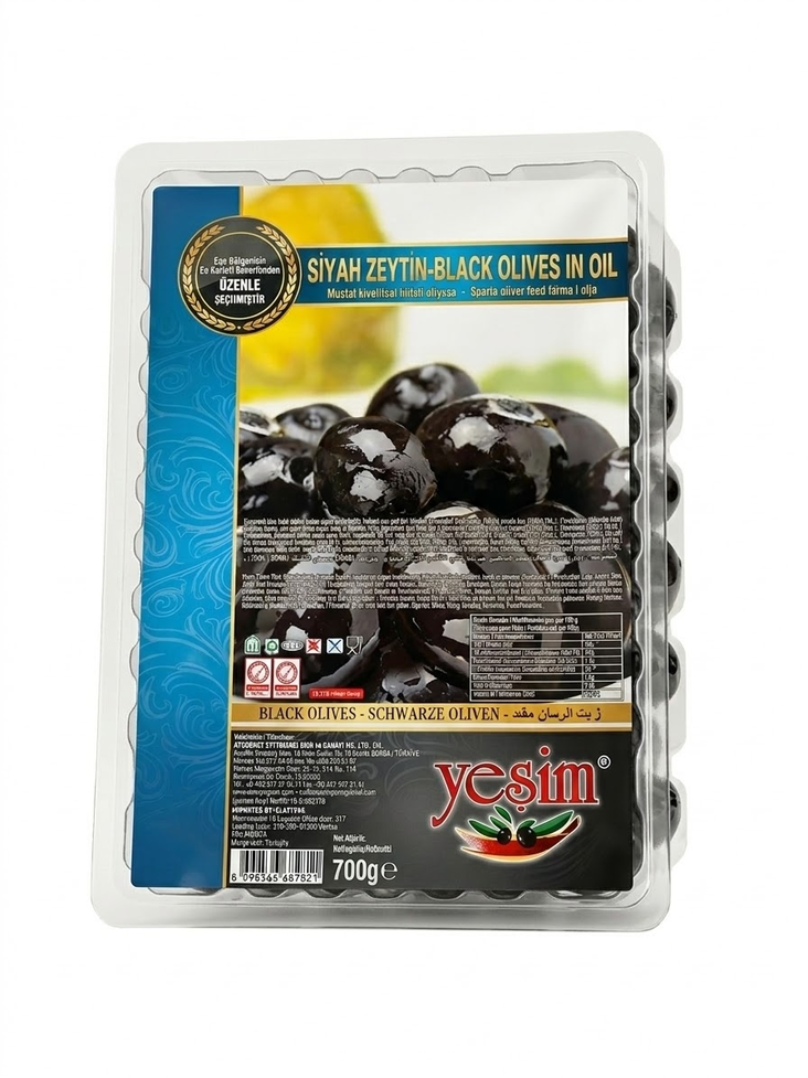 Yesim Siyah Zeytin/ Musta oliivi Öljyllä 700g VAKUM - Oliivisäilykkeet - 19673 - 1