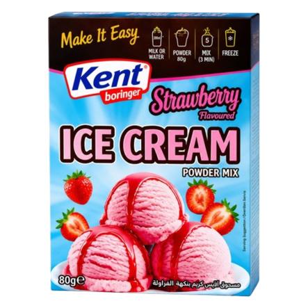 KentBor Strawberry Ice Cream Powder/ Jäätelöjauhe 80g - Vanukkaat ja jälkiruoka-ainekset - 21084 - 1