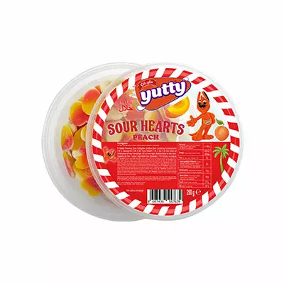 Ciloglu Yutty Sour Hearts Peach Rings Karkki 250g - Irtomakeiset - 14914 - 1