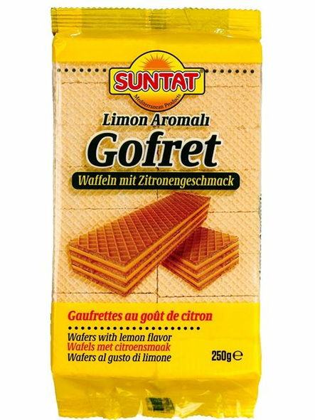 Suntat Waffles with lemon flavour / Sitruunanmakuiset vohvelit 250g - Täytekeksit ja vohvelit - 19784 - 1
