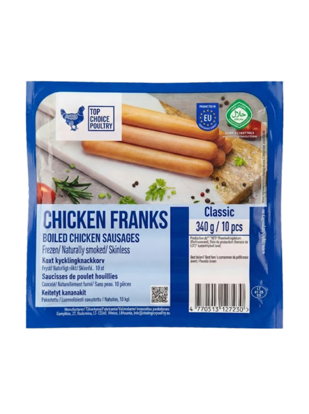 Top Choice Poultry Chicken Franks Classic/ Kananakki 340g - Nakki pakasteet - 19264 - 1