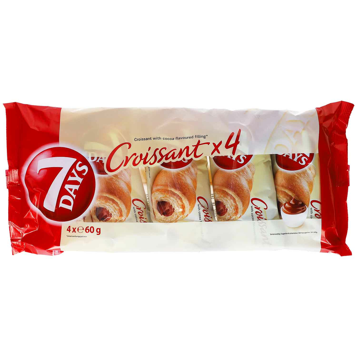 7 Days Croissant Chocolate/ Suklaa Kroisantti 4x60g - Täytekeksit ja vohvelit - 84 - 1