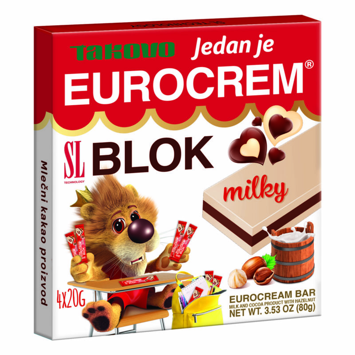 Takovo SL Eurocrem Blok Milky/ Valkosuklaapatukka 4x20g - Patukat - 17754 - 1