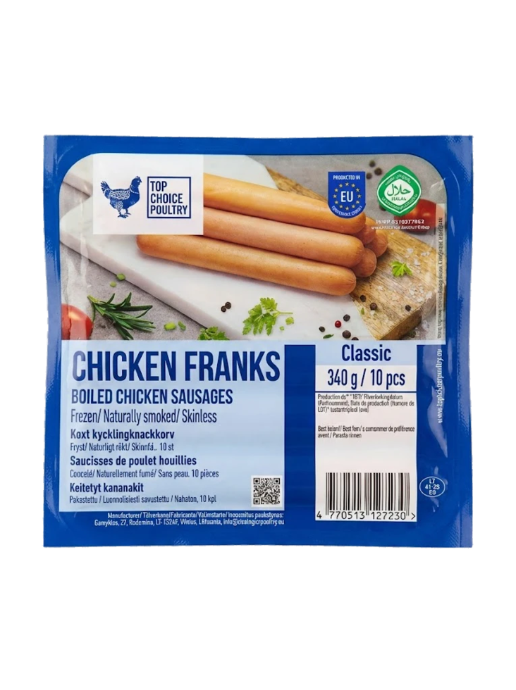 Top Choice Poultry Chicken Franks Classic/ Kananakki 340g - Nakki pakasteet - 19264 - 1
