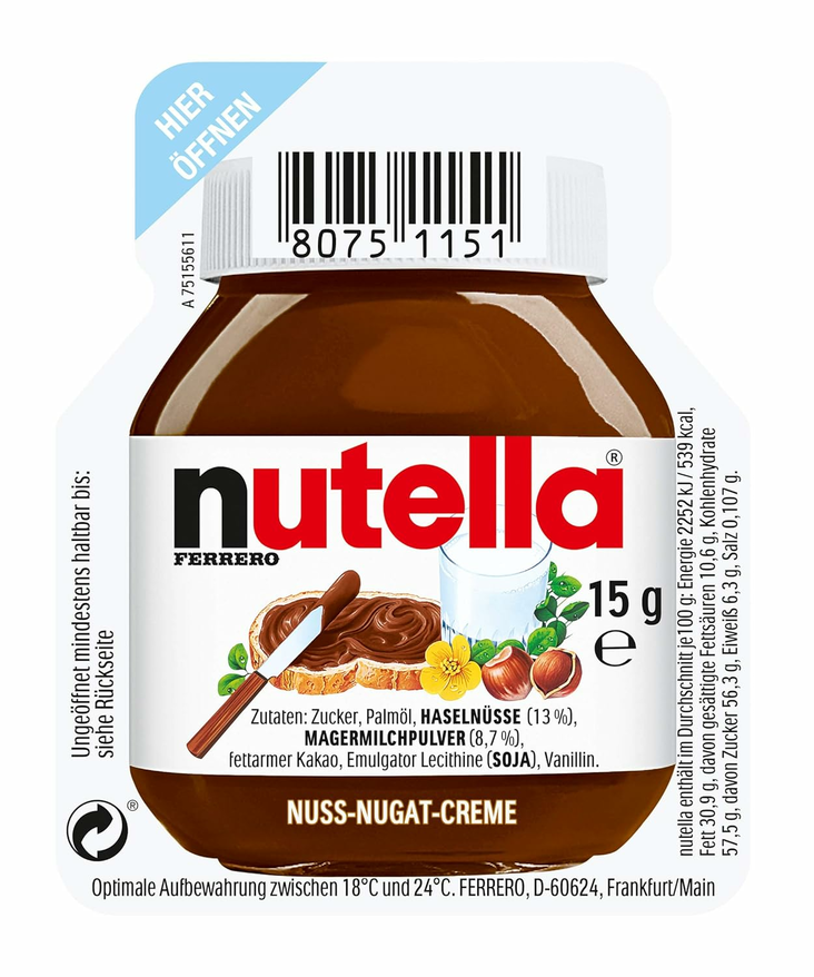 Ferrero Nutella hasselpähkinä-kaakaolevite 15g - Makeat levitteet ja pähkinälevitteet - 20094 - 1