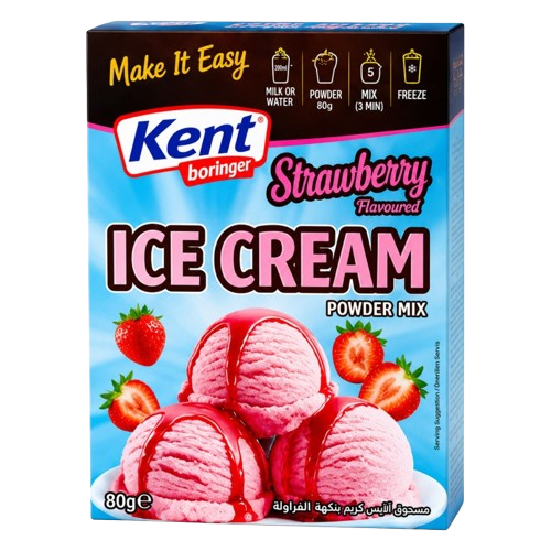 KentBor Strawberry Ice Cream Powder/ Jäätelöjauhe 80g - Vanukkaat ja jälkiruoka-ainekset - 21084 - 1