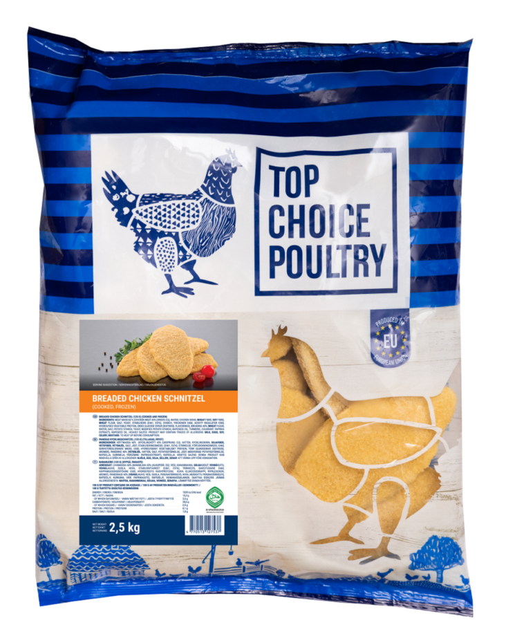 Top Choice Poultry Breaded Chicken Schnitzel 125g 2,5kg - Kana pakasteet - 21574 - 1