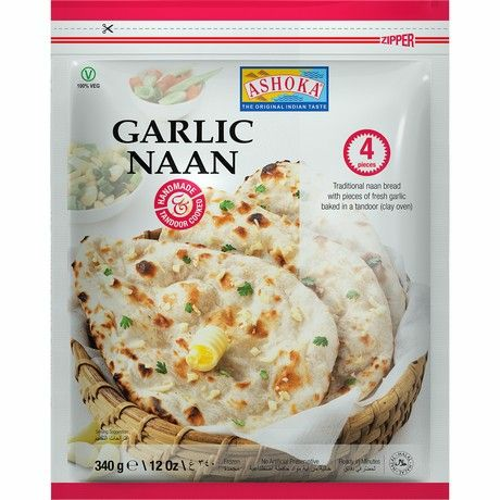 Ashoka Garlic Naan / Valkosipuli Naanleipä 340g - Suolaiset leivonnaiset - 7994 - 1