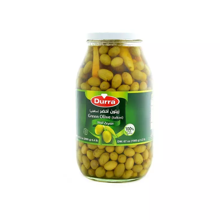 Durra Whole Green Olives / Vihreät oliivit kivellinen (Salkini) 2900g CAM - Oliivisäilykkeet - 2194 - 1