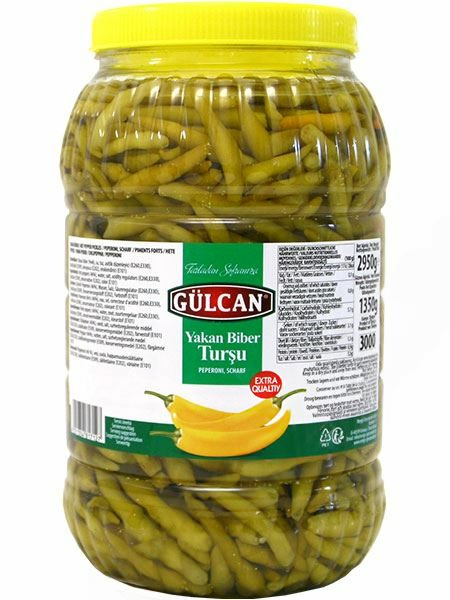 Gulcan Yakan Biber Tursu / Chilipaprikat suolaliemessä 3kg - Pepperonisäilyke - 14934 - 1