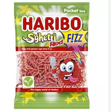 Haribo Spaghetti Red Fritzz Karkkipussi 85g - Irtomakeiset - 3114 - 1