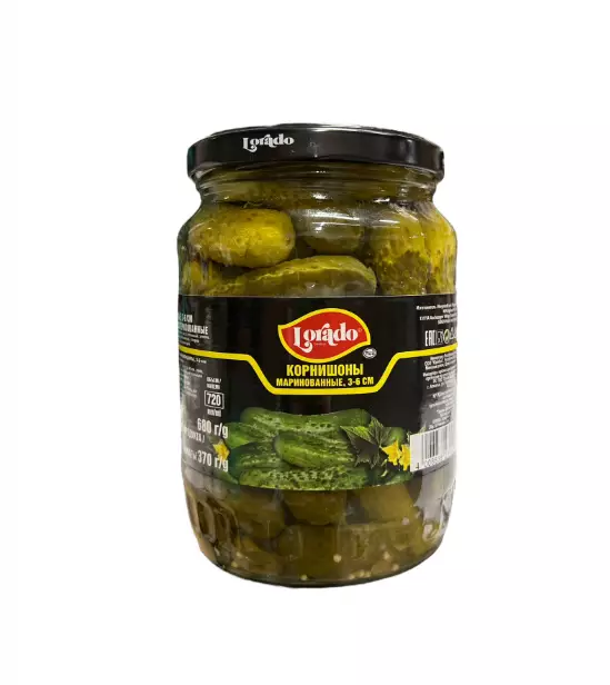 Lorado Cornishons 3-6cm / Marinoitu mini kurkku 720ml CAM - Kurkkusäilykkeet - 12844 - 1