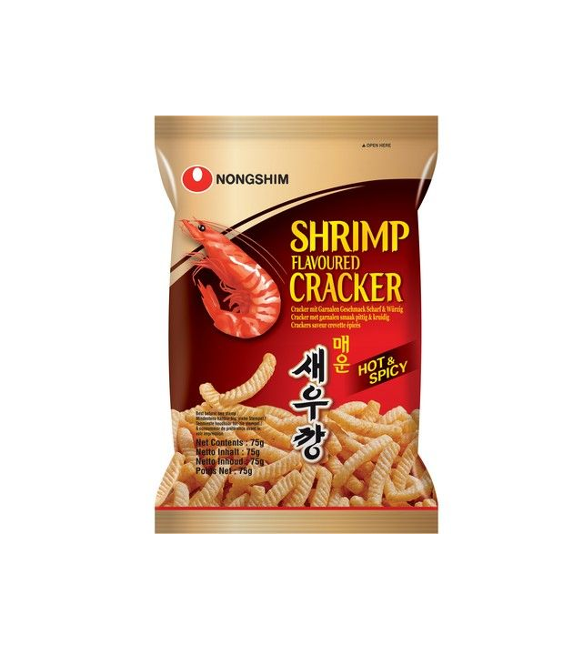 Nongshim Shrimp Flavour Cracker Hot&Spicy/Katkarapusnacks tulinen&mausteinen 75g - Sipsit - 16574 - 1