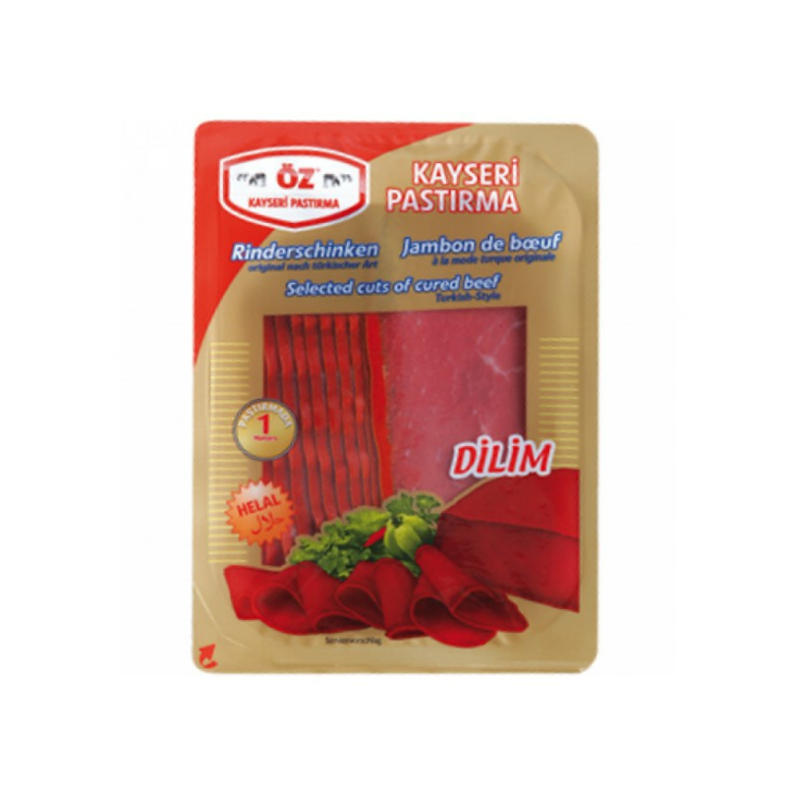 Öz Kayseri Pastirma Dilim / Ilmakuivattu naudanliha viipaleet 100g - Nauta leikkeleet ja makkarat - 5394 - 1