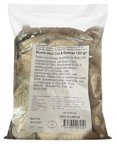 Plivit Burek SPENAT & OST/ Juusto & Pinaattitäytteellä 120g - Börek - 21044 - 1