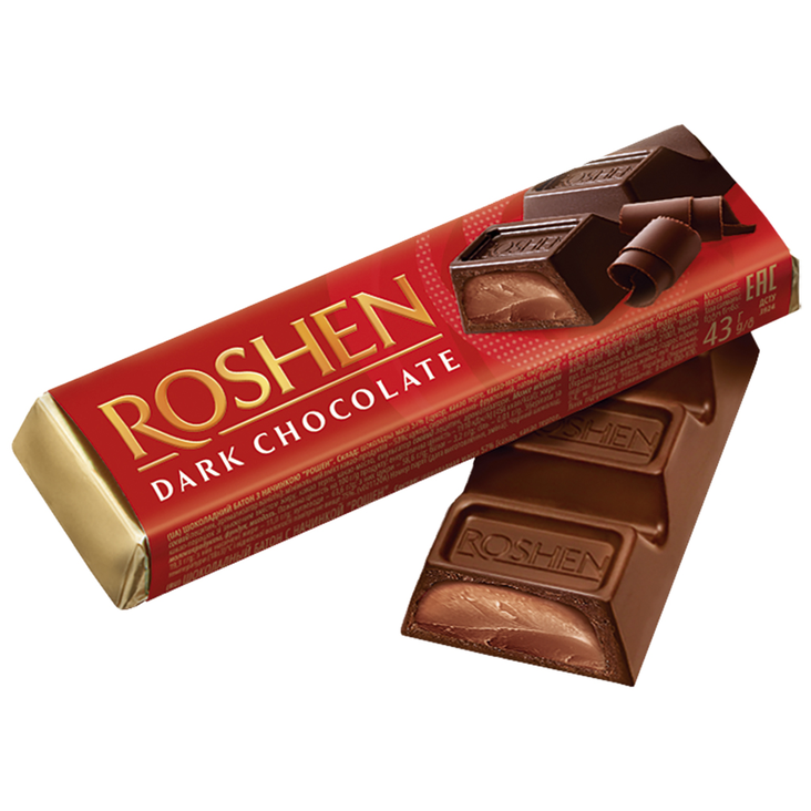 Roshen Dark Chocolate/ Tummasuklaa kaakaokreemitäyte 43g - Suklaat - 21554 - 1
