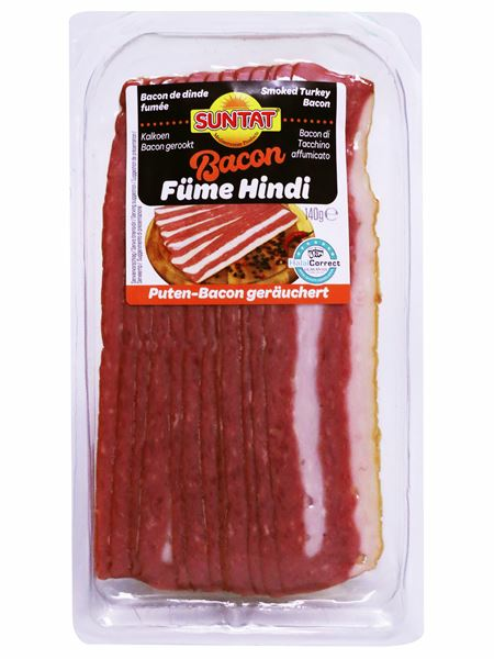 Suntat Smoken Bacon Turkey / Savustettu kalkkunapekoni 140g - Kalkkuna leikkeleet ja makkarat - 20944 - 1