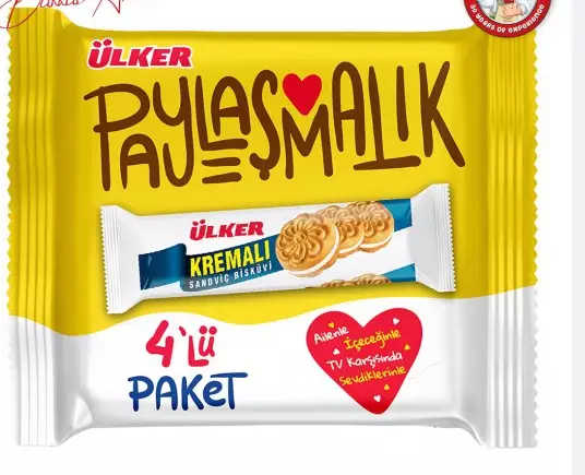 Ulker Kremali Sandvic Biscuvi Vanilja täytekeksi 4x61g - Täytekeksit ja vohvelit - 13754 - 1