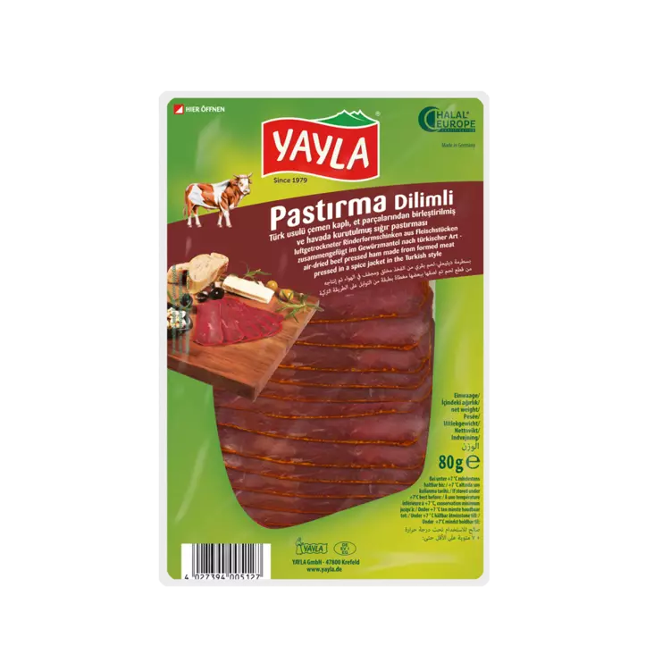 Yayla Pastirma Dilimli Aci / Kuivattu naudanliha 80g - Nauta leikkeleet ja makkarat - 9354 - 1