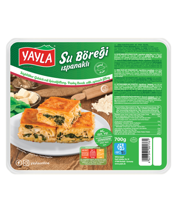 Yayla Su Böregi Ispanakli / Leivoinnainen Pinaattitäytteellä 700g - Valmisruokasäilykkeet - 5234 - 1