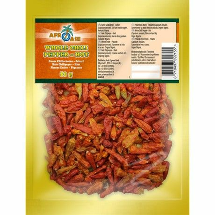 Afroase Chili Pepper Whole Hot/ Kuivattu Chili 80g - Chilimausteet - 18575 - 1